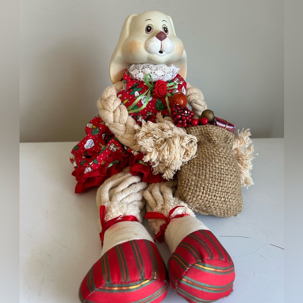 Christmas Bunny House Of Lloyd Rabbit Flossie Shelf Sitter Vintage 1993 Xmas